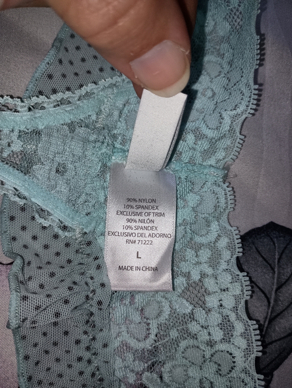 3/$10 🌟 NWOT Jessica Simpson Pale Light Blue Lace Thong with Black Bow Large - Picture 5 of 8